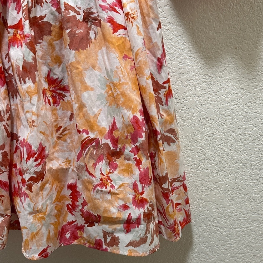 Abercrombie & Fitch Floral Puff Sleeve Dress - Red and Orange - Picture 3 of 5
